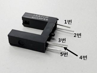 GP1A57HRJ00F 포토인터럽터의 1번부터 5번까지 핀 번호